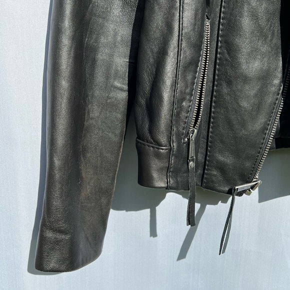 Michael Kors Jacket 100% Genuine Leather Aviator Zipped Jacket Sherpa Collar A1 - Picture 7 of 10